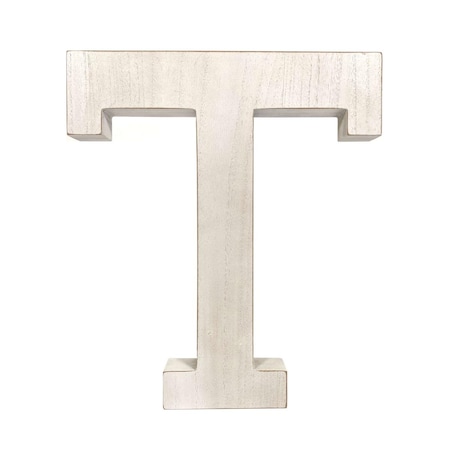 Palacedesigns 16 in. Distressed Wooden Initial Letter T Sculpture, White Wash PA3105044